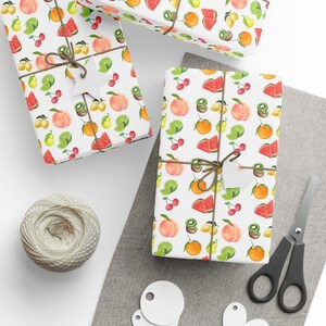 Papel de embrulho de frutas, papel de embrulho de frutas fofas, papel de embrulho divertido para presente de aniversário, papel de embrulho para presente de aniversário.