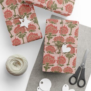 Classic Designer Style Wrapping Paper, Romantic Red and Pink Floral Gift Wrap Wrapping Paper, 3 Sizes and 2 Sizes Available.
