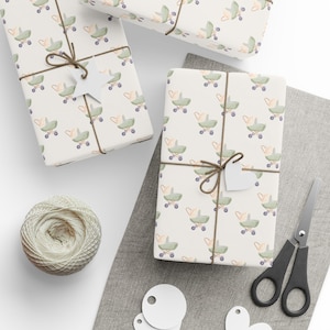 Baby Shower Wrapping Paper, Baby Shower Gift Wrap, Stroller Gift Wrapping Paper, Gender Neutral, New Born Gift.