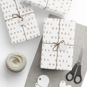 Carta da regalo natalizia Noel Beige Carta da regalo moderna per le feste Disponibile in 3 misure opaca o lucida Confezione regalo minimalista per le feste