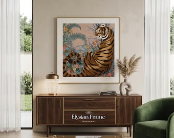 Marco de pared para pañuelo de seda de 70 cm en color dorado / Marco para pañuelo / Marco de exhibición para pañuelo / Pañuelo de 70 cm / Marco para pañuelo vintage / Decoración de pared personalizada
