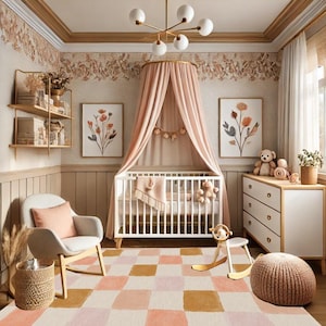Rosa karierter Baby Mädchen Teppich, Krabbeldecke, Krabbeldecke, Babyteppich