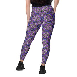 Lila geblümte Leggings mit Taschen, XXS-6XL