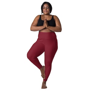 Leggings bordô com bolsos, XXS-6XL