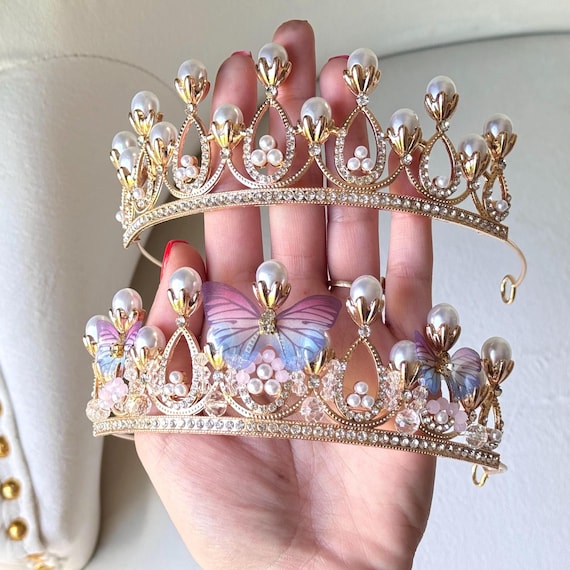 Butterfly Crown — Pearl Tiara – Gold Bridal Crowns for  display picture 2