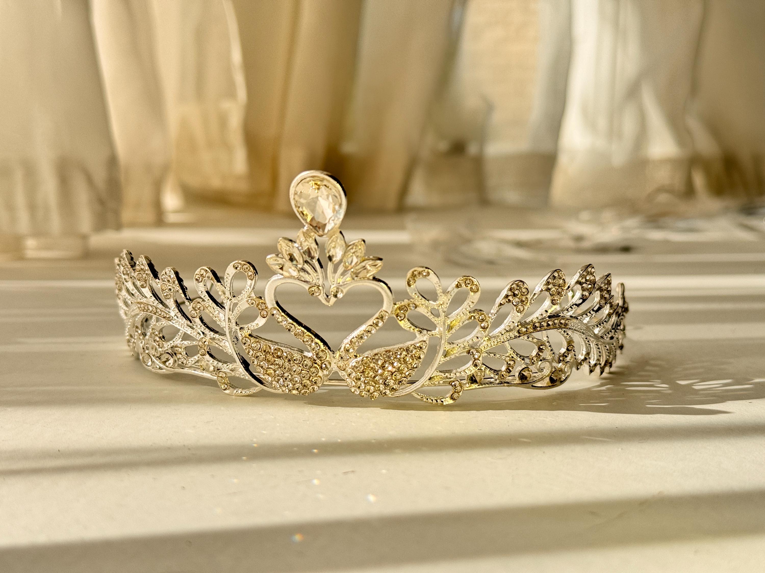 The Swan Princess Tiara in Silver Swan Lake Odette Crown. Silver Tiara With Pink Crystal  main image 3