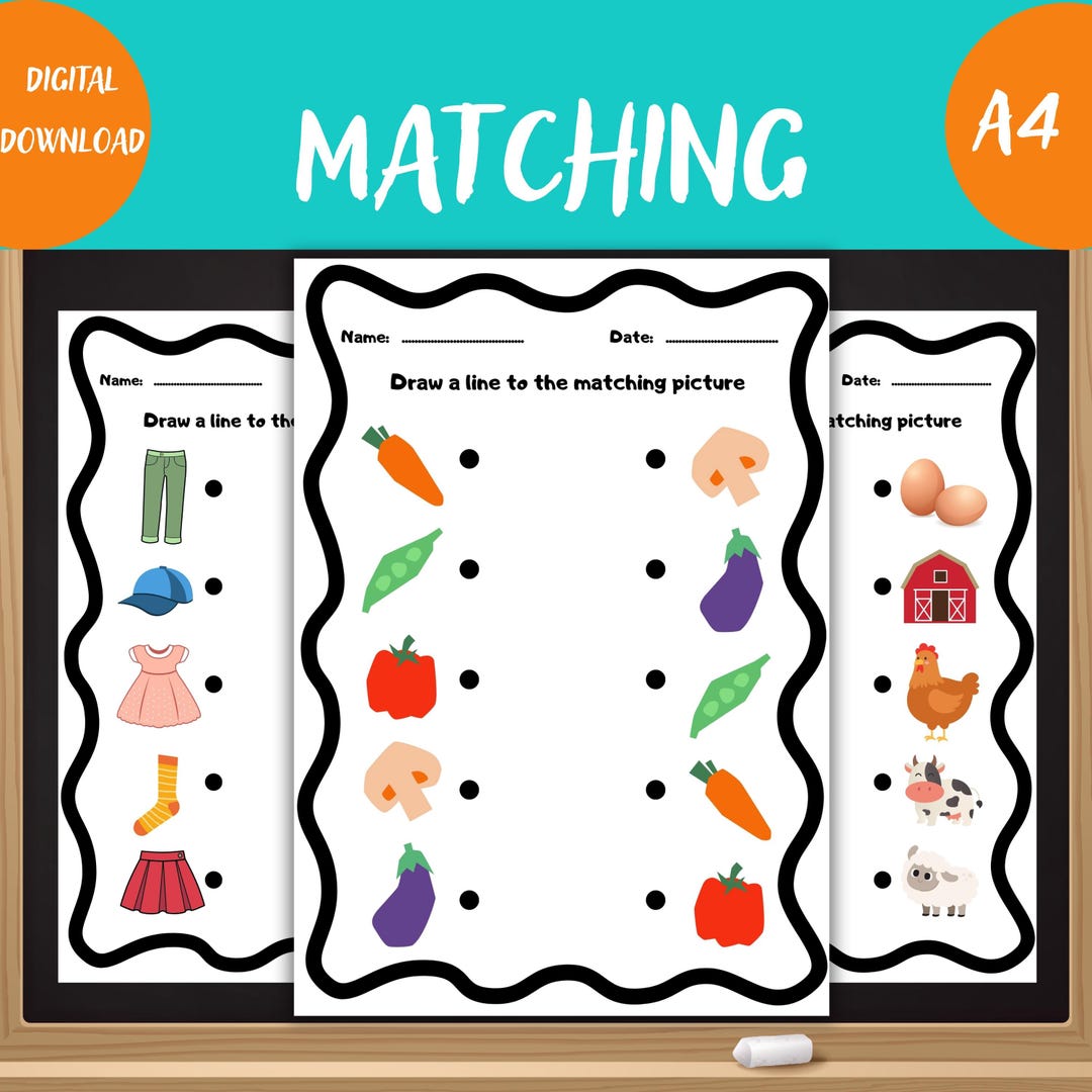 Matching Game Printable for Kids | Find the Same Object Activity ...