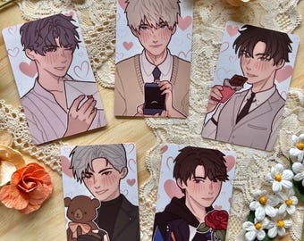 Love and Deepspace Valentinstag Fotokarten (Xavier, Rafayel, Zayne, Caleb, Sylus)