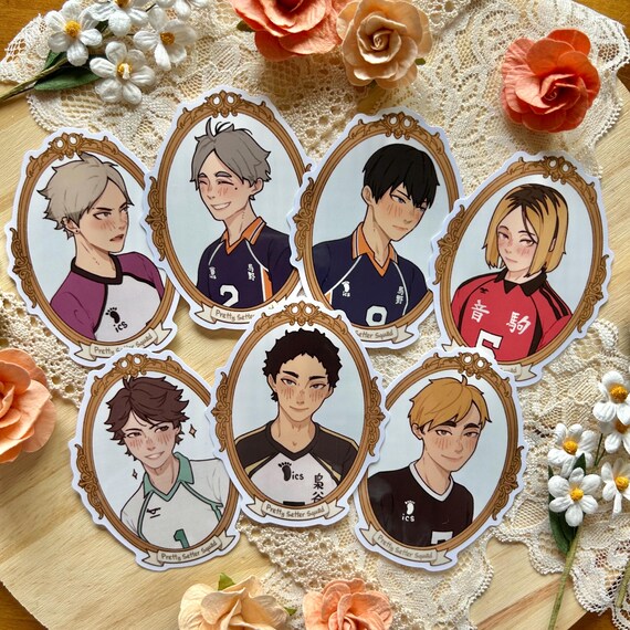 Haikyuu Pretty Setter Squad Stickers! (Kageyama, Sugawara, Oikawa, Kenma, Akaashi, Atsumu, Semi)
