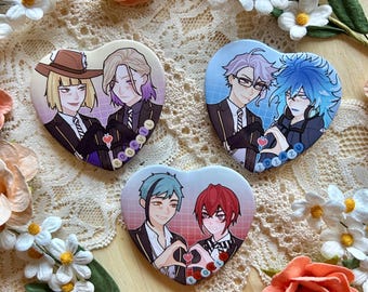 Verdrehte Wunderland Jungen Herz geformte Schiff Knöpfe Weißblech Anstecker (Rookvil, Idiazul, Florid)