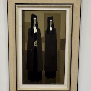 Swedish oil painting Fabian Lundqvist (1913-1989), Original,Vintage Mid -Century,Signed.