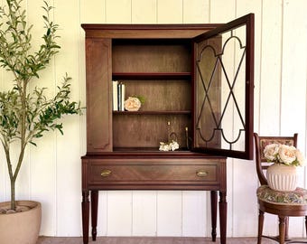 Vintage Glass Door Display Cabinet / Curio Hutch