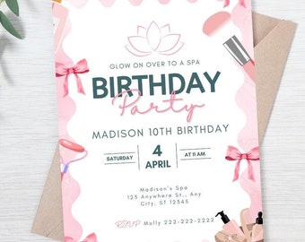 Spa Party Invitation Spa Birthday Makeup Party Invitation Spa Birthday Invitation Girl Editable Printable Instant Download
