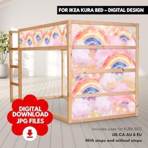 Digital IKEA KURA Bed Decals Rainbow | Printable Stickers for Kura Bunk Bed | DIY Wrap | Instant Download | Printable decorations Kura bed