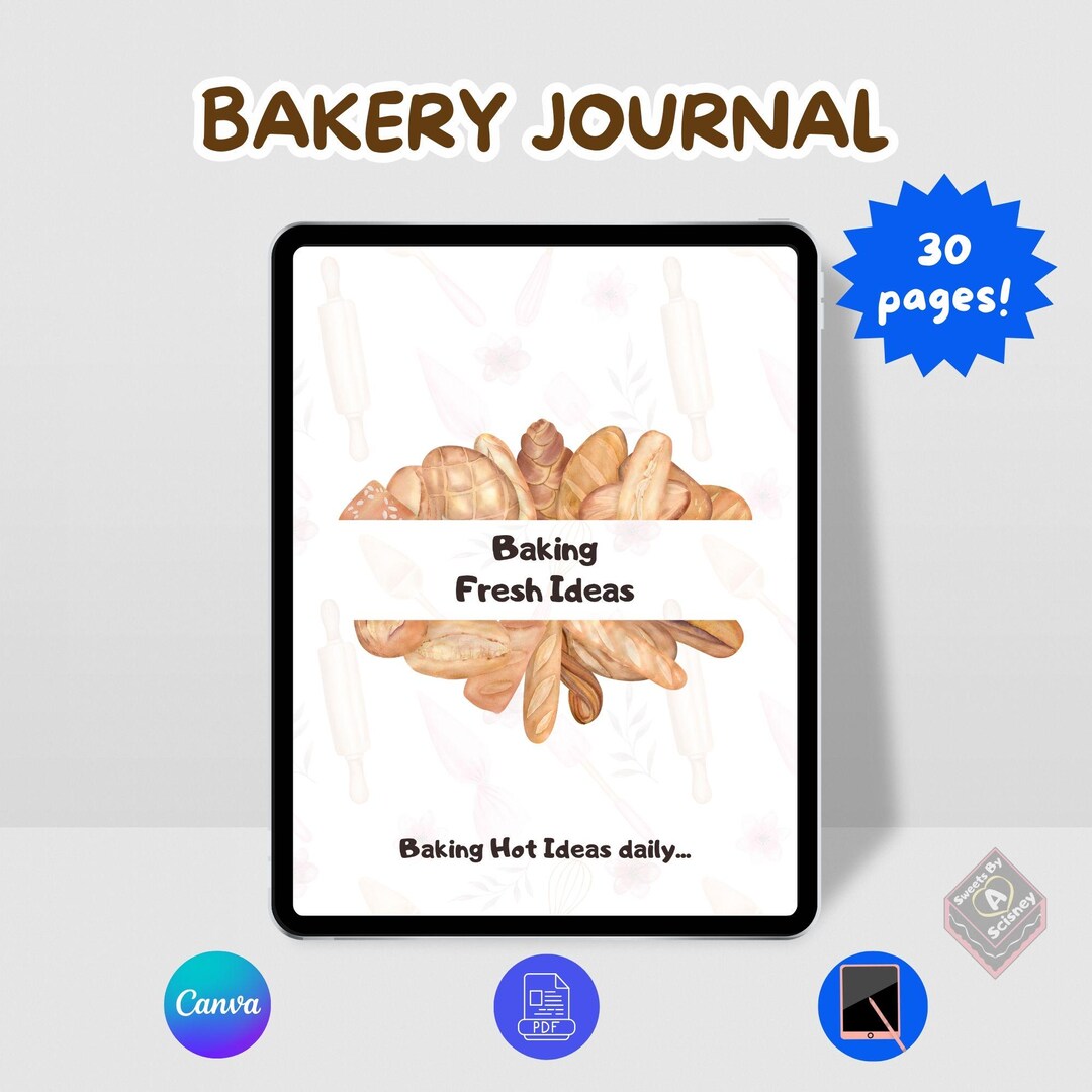 Baking Journal.pdf Bakery Journal: Baking Recipe Planner, Canva Template (digital Download ...