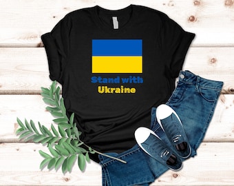 Camiseta «Apoya a Ucrania» - Camiseta con la bandera ucraniana, Camiseta «Pro Ucrania», Camiseta «Slava Ukraini», Regalo patriótico de Ucrania