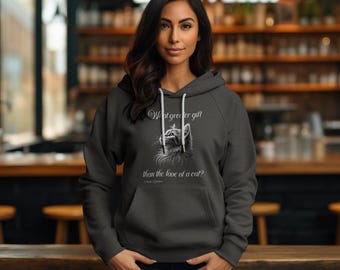 Kattenhoodie, kattenliefhebber hoodie, Charles Dickens Quote 'What Greater Gift', Elegant Cat Art Design