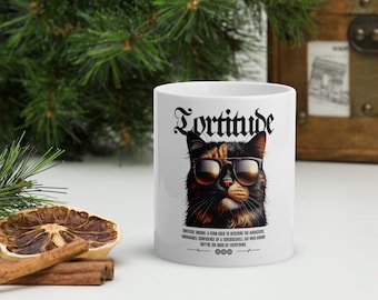 Cool Tortie Cat Mug, Trendy Tortoiseshell Cat with Sunglasses, Funny Cat Lover Gift, Coffee Mug for Cat Moms & Dads