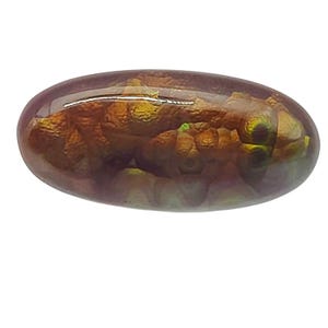 6.25ct Oval Mexican Fire Agate Cabochon – Radiant Iridescent Gemstone