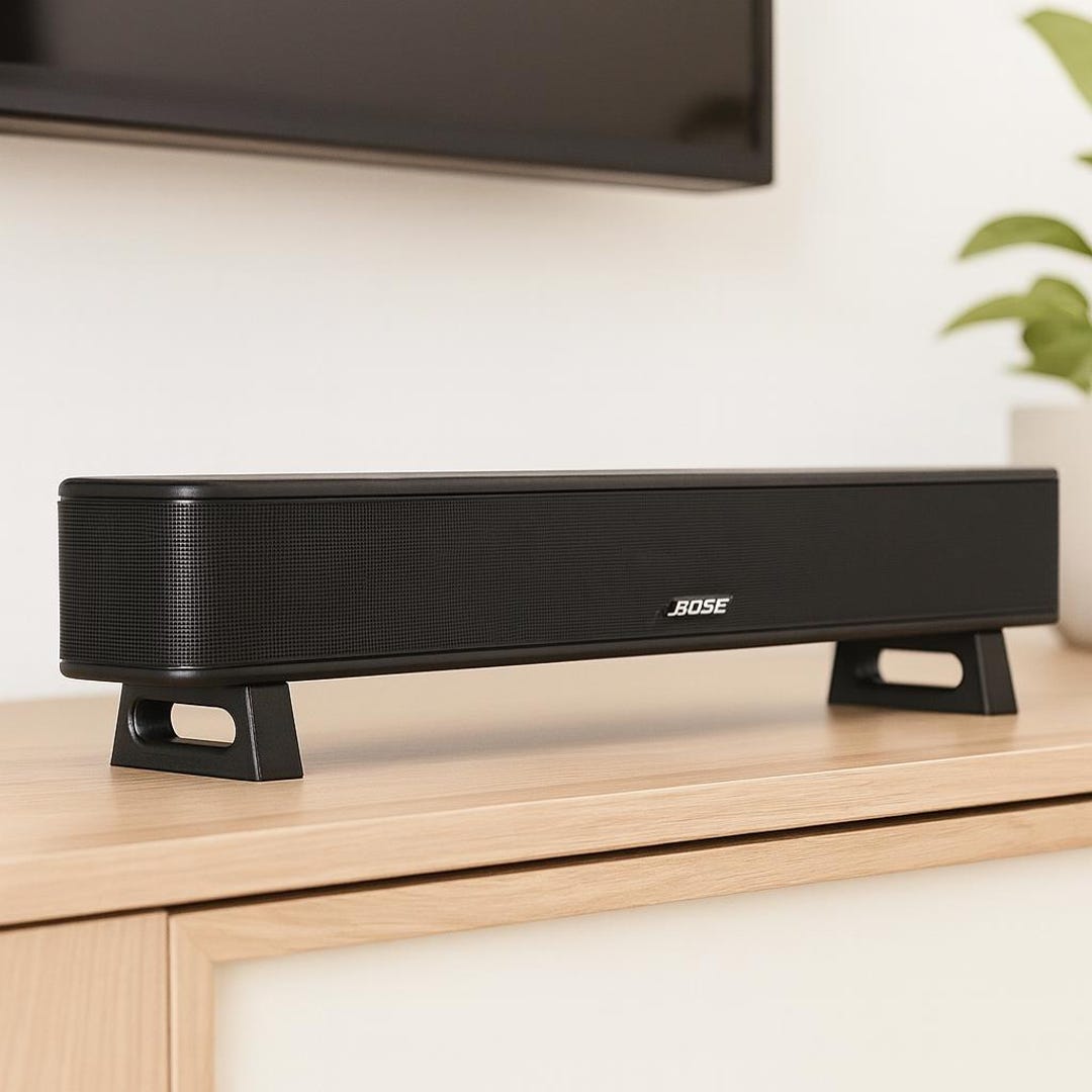 Bose Solo Soundbar Riser: Minimalist Black PLA 3D Printed Stand