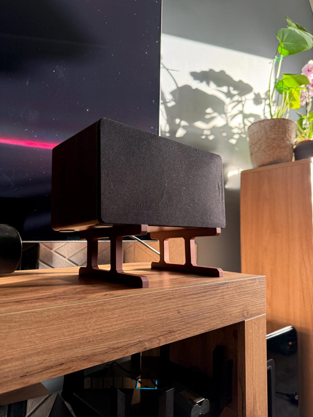 High Sound Bar Riser Black Bookshelf Speaker Stands: Minimalist Angled Desktop Riser - Etsy