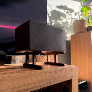 Black Bookshelf Speaker Stands - Minimalist Desktop Speaker Riser - Universal Audio Stand for Home or Office