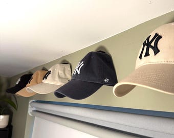 Minimalist Cap Wall Mount: Matte Black Hat Display, 3M Tape
