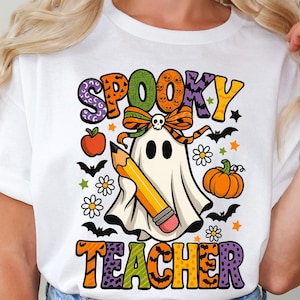 Adretter gruseliger Lehrer Png, Halloween Png, Preppy Halloween Lehrer Png Sublimation, Süßer Geist Png, Retro Halloween Png, Gruselige Jahreszeit Png