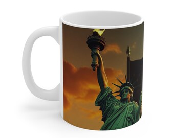 Statue of Liberty Mug – Patriotic American Flag Coffee Cup