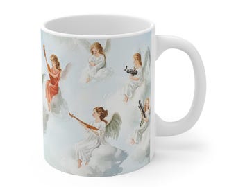 Angels Playing Instruments Mug | Cherub Cloud Music, Classical Angel Artwork