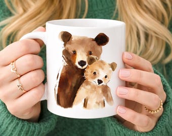 Mama Bear and Baby Mug | Cozy Watercolor Bear| Mother & Child Gift | Woodland Nature Coffee