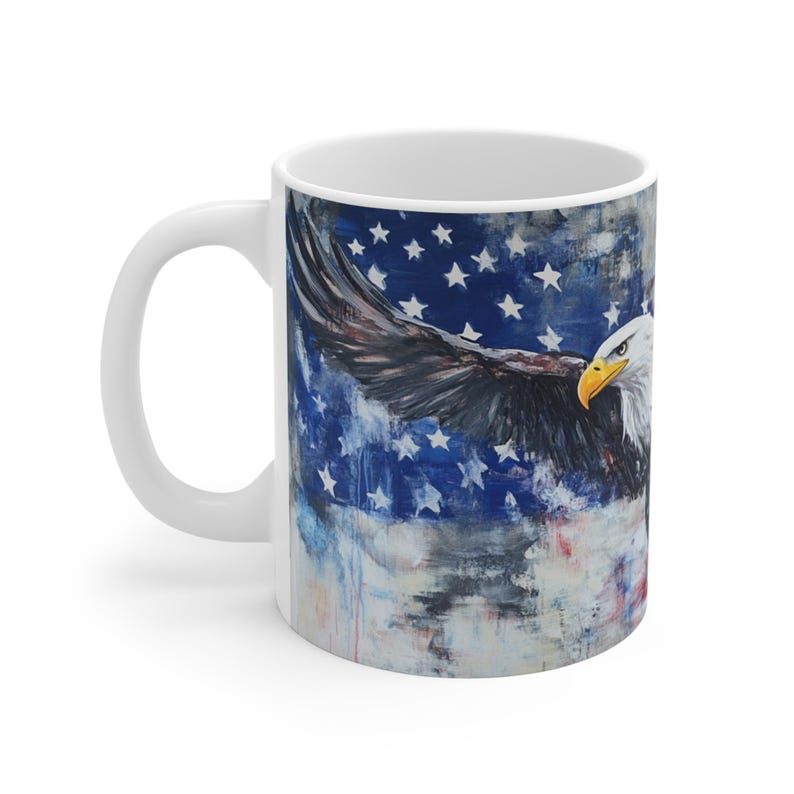 Bald Eagle with American Flag Mug | Patriotic USA Coffee Cup image 6