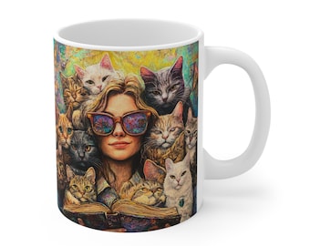Painterly Cat Art Mug | Cozy Bookish Coffee Cup