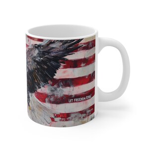 Bald Eagle with American Flag Mug | Patriotic USA Coffee Cup image 4