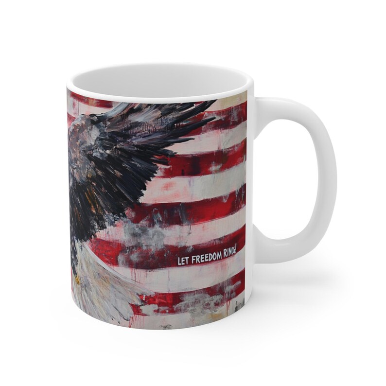 Bald Eagle with American Flag Mug | Patriotic USA Coffee Cup image 4