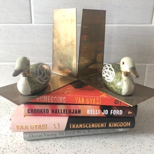 Painted Brass Duck Bookends
