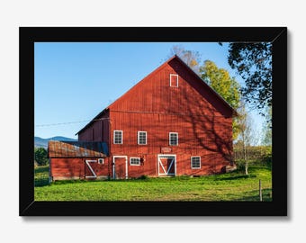 Vermont Print, Red Barn Wall Art, Farmhouse Country Photography Decor