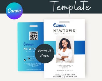 Editable Notary Public ID Badge Template: Canva DIY Design (Digital Download)