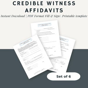 Notary Public Credible Witness Affidavit Form: Editable PDF (Instant Download