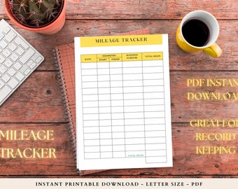 Printable Mileage Tracker Log | Tax Deduction Record (Canva Template)