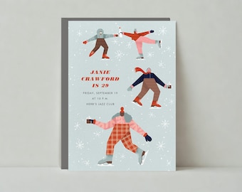 Birthday Party Invitation | Illustrative | Holiday, Snow, Winter, Ice |Paperless Post Customizable Template | Instant Download