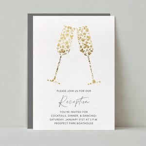 Modelo de convite de casamento personalizável sem papel | Boho, clássico e elegante | Brilhante, dourado, trevos | Download instantâneo
