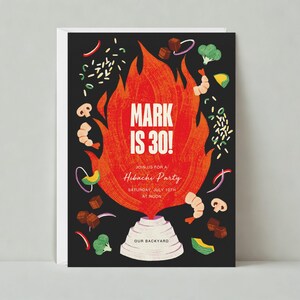 Paperless Post Anpassbare Geburtstagsfeier-Einladungsvorlage | Illustrativ | Kochen, Japanisch, Essen, Garnelen | Sofort Download