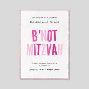 Plantilla de invitación para fiesta de Bar y Bat Mitzvah personalizable sin papel / Audaz y tipográfica / Brillante / Descarga instantánea