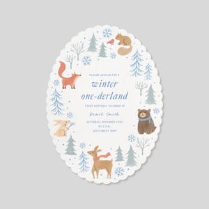 Paperless Post Anpassbare erste Geburtstag und Baby Party Einladung Vorlage | Illustrativ | Tiere, Illustrationen | Sofort Download