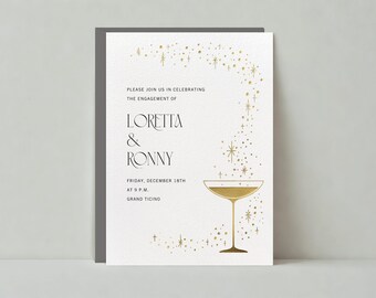Paperless Post Customizable Engagement Party Invitation Template | Graphic | Sparkle, Cocktail Party, Whimisical | Instant Download
