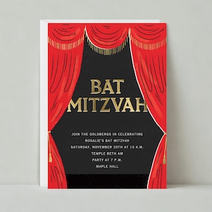Szablon zaproszenia na imprezę barową i bat micwę bez papieru | Aktorstwo, Teatr, Serif, Występ | Natychmiastowe pobranie