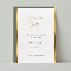 Plantilla personalizable para guardar la fecha de boda sin papel / Negrita y tipográfica / Borde, cursiva, caligrafía / Descarga instantánea