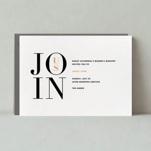 Invitación profesional para fiesta / Diseño tipográfico llamativo, simple y minimalista / Plantilla personalizable para publicación sin papel / Descarga instantánea