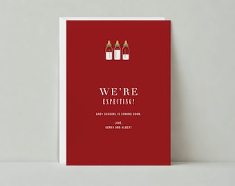 Paperless Post Customizable Birth Announcement Card Template | Bottle, Red, Nursery And Toys | Instant Download
